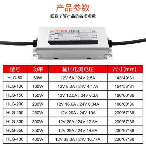 防水开关电源LPV/HLG-350W-12V60W100W400W24V户外可地埋直流电源