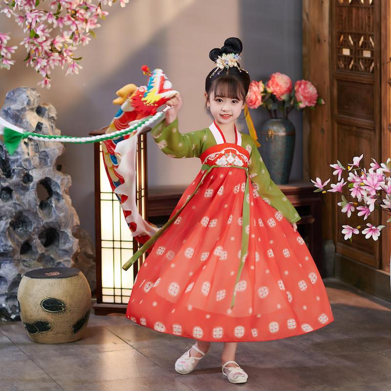 女款春三月桃花笑唐装古风襦裙中国风演出服小唐佣舞蹈服敦煌汉服