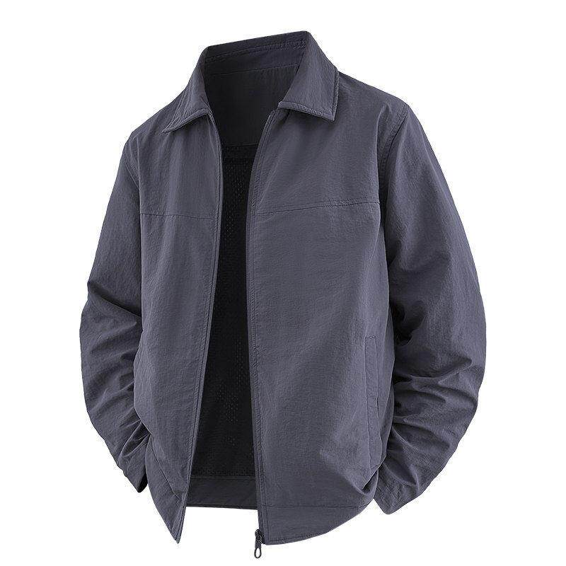 Mostarsea~春秋男士夹克薄款大码宽松休闲翻领透气户外轻便外套