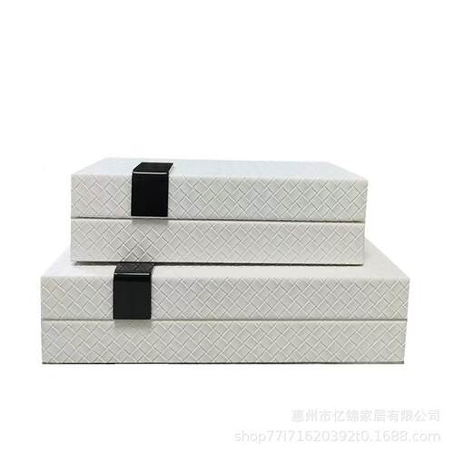 现代简约皮首革卧饰盒珠宝家收纳盒居软装室桌面YJ004床头柜木质