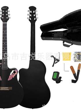 吉他民谣吉他41寸练习琴云杉面板葡萄孔圆背民谣吉他缺角guitar