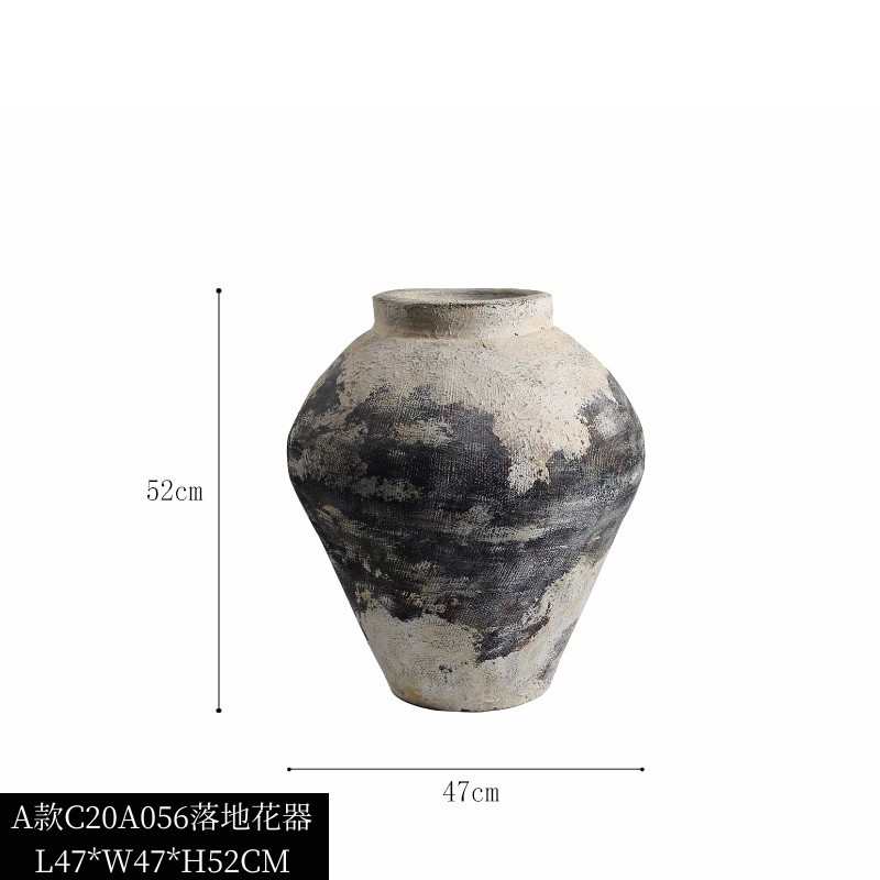 家居寂陶罐装饰品软摆件侘手工样板间落地大装器陶瓷花瓶售楼处花