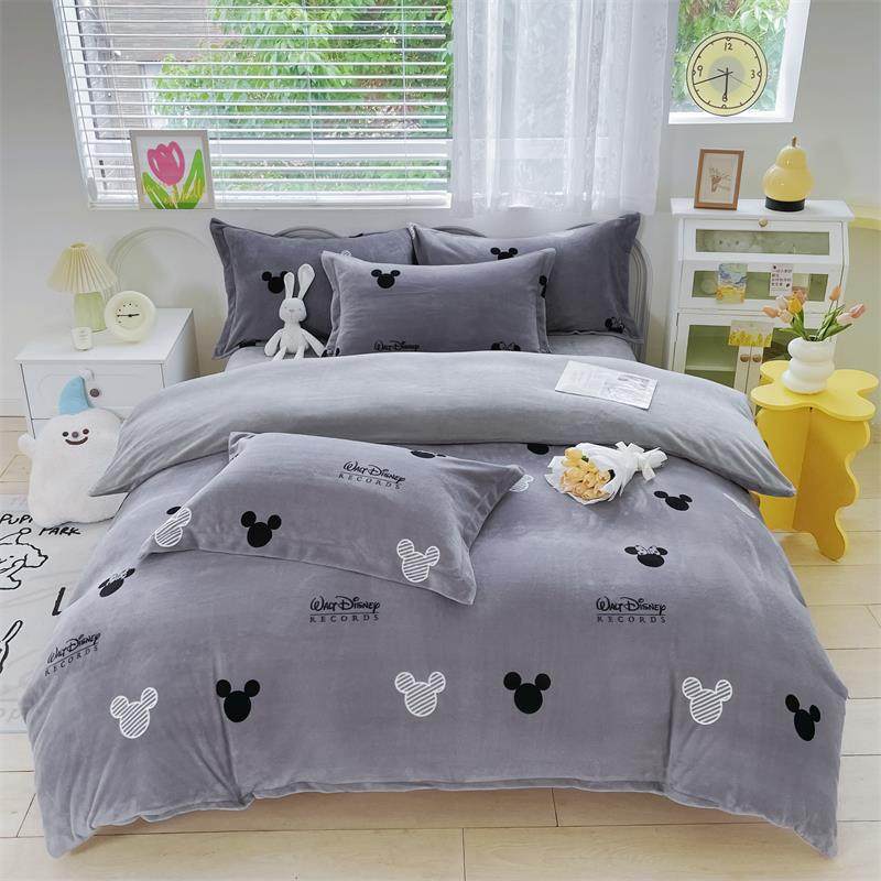 类冬季双面牛奶DUN绒套四件被套短毛绒珊瑚绒卡通床上用品A订定做