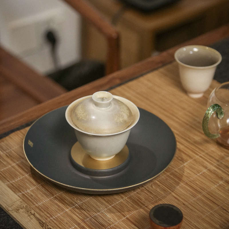 纯铜大漆茶承壶承黄铜干泡盘日式紫砂壶垫功夫中式复古茶具配件