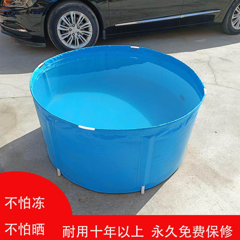 帆布池鱼池袋加厚圆形折叠支架锦鲤鱼池防水布水池金鱼缸换水桶