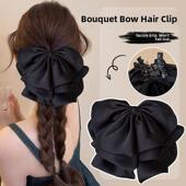 高级感后脑勺盘发丸子彩色缎面蝴蝶结花苞抓夹CG 下单立减30