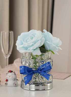 生日礼物送女生水晶玫瑰花浪漫氛围灯卧室led小夜灯桌面装饰摆件