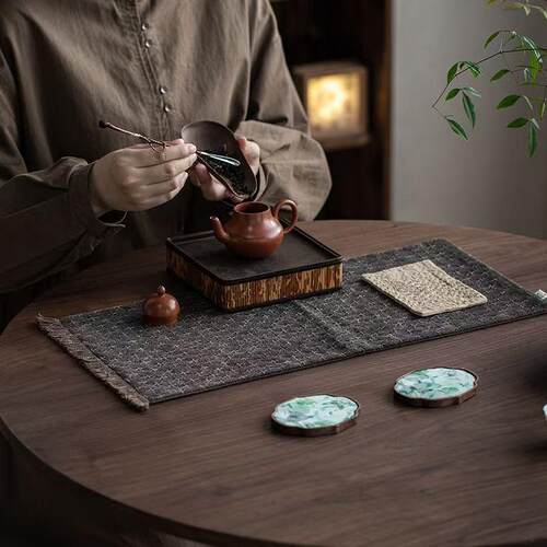 宜室茶话香云纱拼接茶席复古中式禅意干泡席茶垫桌旗布艺茶道配件