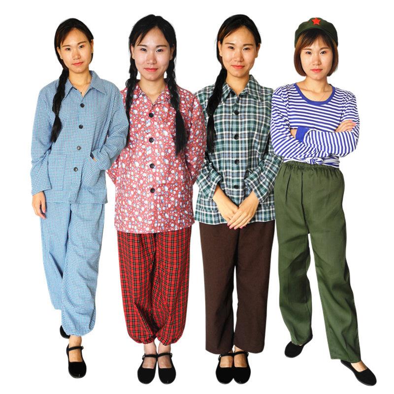 60年代知青怀旧演出服老式农村妇女服装村姑复古风格服饰