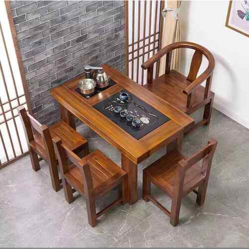 7W厅老船HTS木户型小台茶桌椅组合实木办工茶客几家用简约阳小型