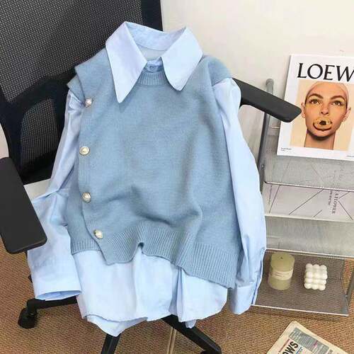 Casual Loose Shirt Collar Long Sleeve Two-Piece Button