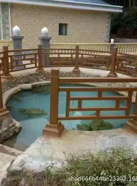 水木泥FMHL仿护栏园林仿景区河道仿古栏杆池塘桥梁混木凝土纹湖北