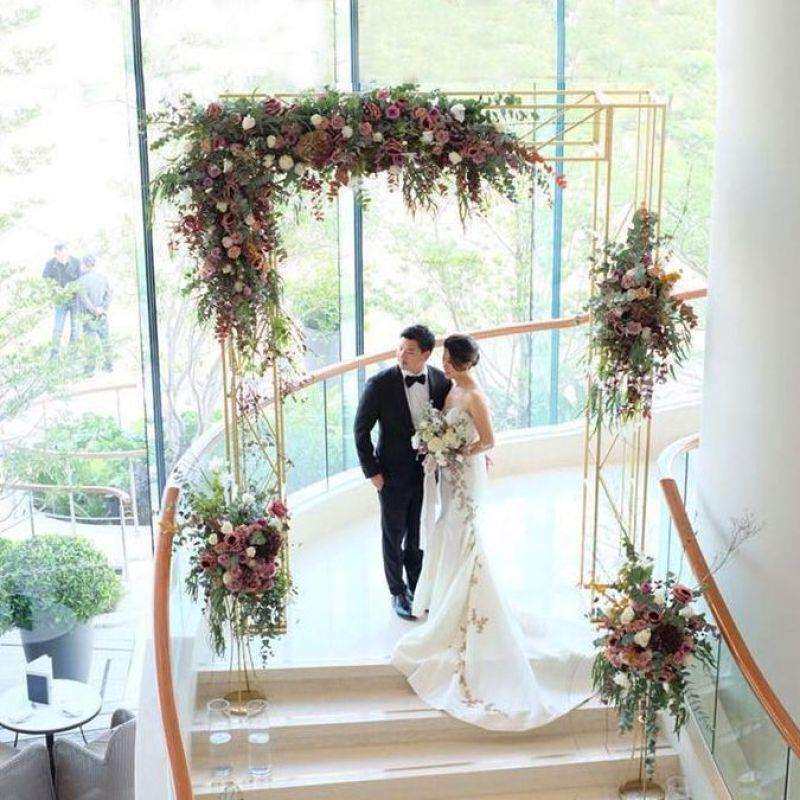 金色架子婚庆桁架方形拱门架子背景装饰圆形花门架子婚庆道具装饰