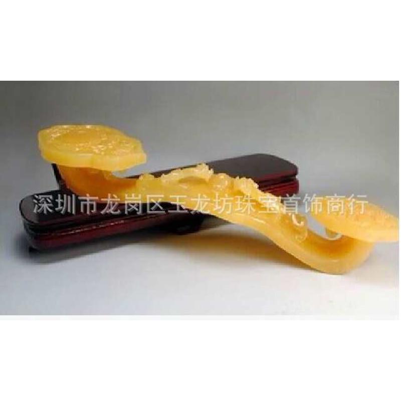 饰吉祥如意玉摆件摆家居玉龙坊如意黄玉 天然批发二龙戏珠摆件米