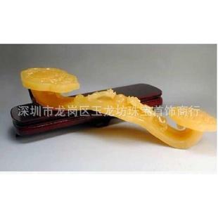 玉龙坊天然米黄玉如意摆件 二龙戏珠玉摆件吉祥如意家居摆饰批发