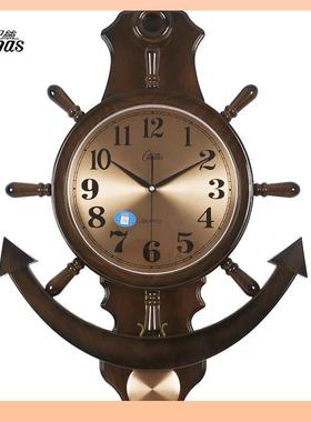 ?康巴丝号F7TSJH78大船舵摇摆钟表挂壁钟客厅挂表静音摆钟石英时