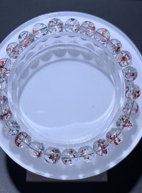 新品天然毒液红黑云母超七手链单圈圆珠手串 男女款珠链规格7.3mm