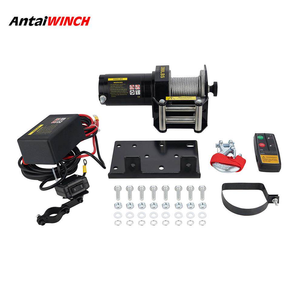 厂家大促销12v/24v2000磅沙滩车绞盘直流电绞盘钢丝绳绞盘