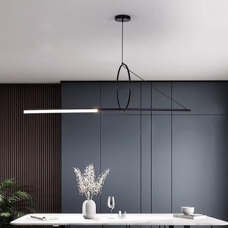 208975极简约创意LED2何线条造型设计师餐厅吧台办形公几桌长条吊