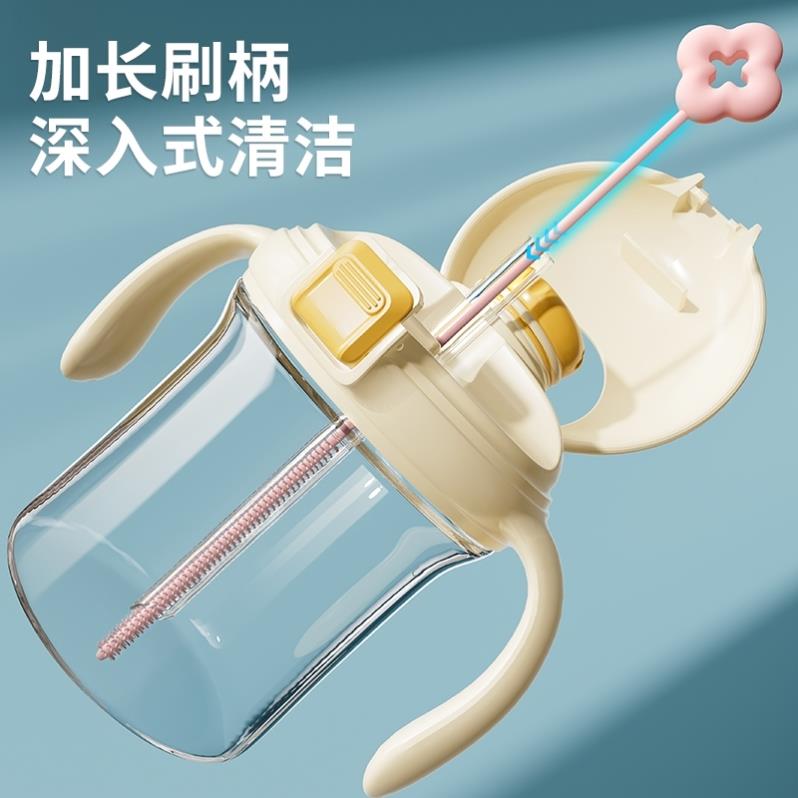 日本进口精工硅胶吸管刷加长杯子水杯管子厨房专用长柄清洁刷子