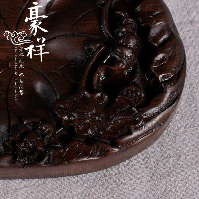 黑檀木荷花浮雕笔洗 木雕文房用品 低价销售