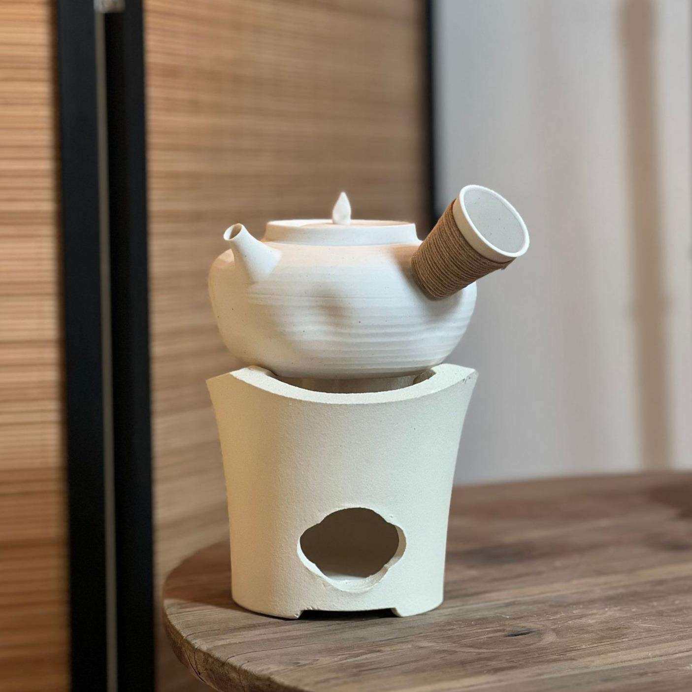 手工白泥小型小风炉煮水壶家用老式复古碳火炉户外酒精炉煮茶套装