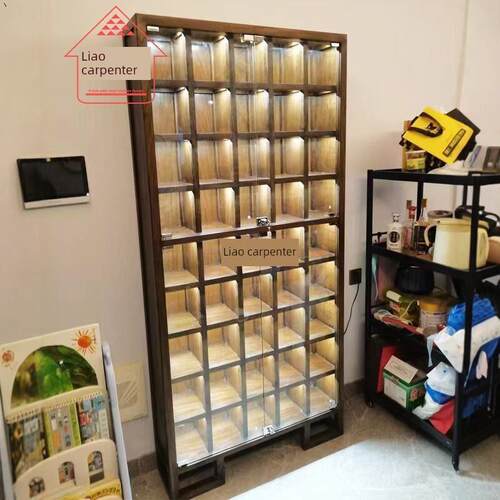 实木紫砂壶展示柜中国风博古架多宝阁榆格架茶杯茶壶茶具收纳架