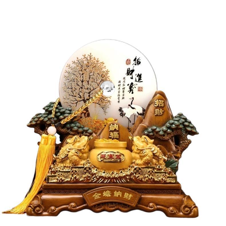 金蟾纳财摆件平安扣办公室桌玄关客厅创意中式树脂工艺品开业礼品