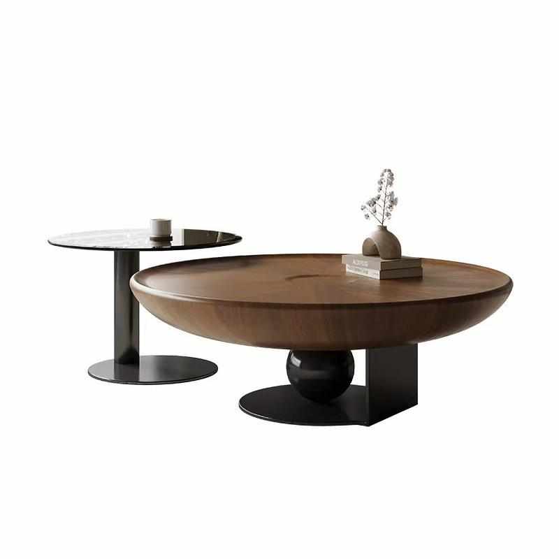 意式极简圆形茶几边几组合现代简约客厅家用小户型轻奢高级感茶桌