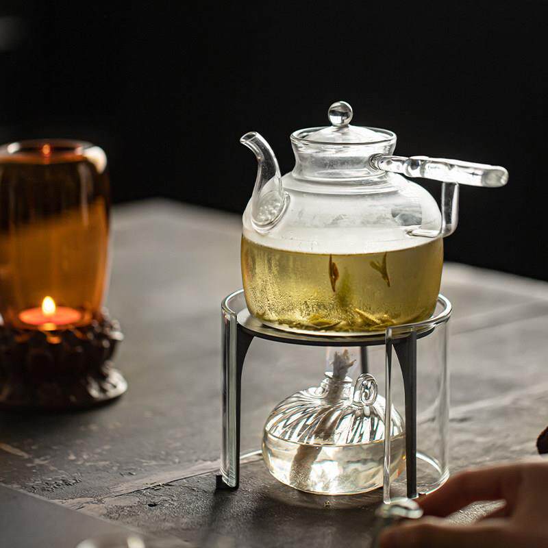 热玻璃侧把唐羽壶壶耐烧水壶煮纹温茶壶温茶茶器套装竖花茶绿茶壶
