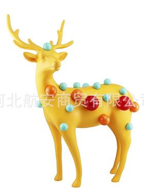 现代简约创意彩色水晶黄色鹿摆件样板房售楼处桌面玄关饰品摆件