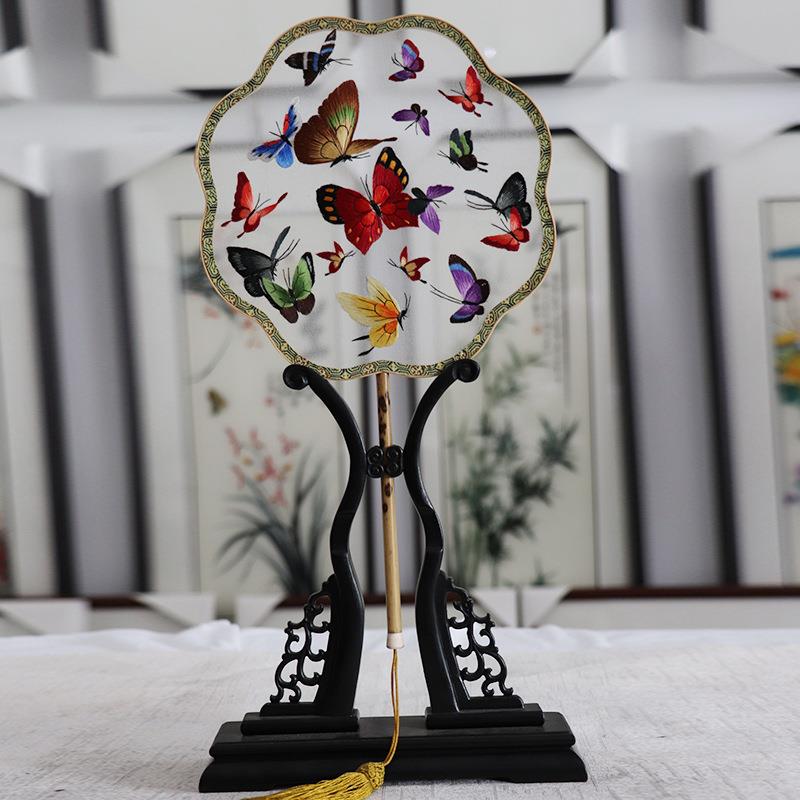 纯手绣工苏州双面刺宫扇团扇扇古典汉服配饰子中工国风KAY艺品