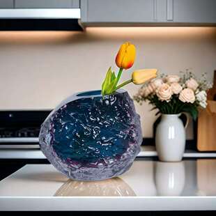 现代创意冰川设计琉璃花瓶摆件家居样板房餐厅桌面插花设计摆件