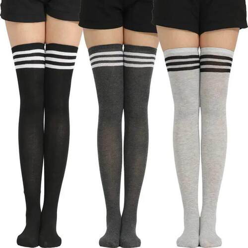 Black White Striped Long Socks Sexy Over Knee Socks Thigh Hi
