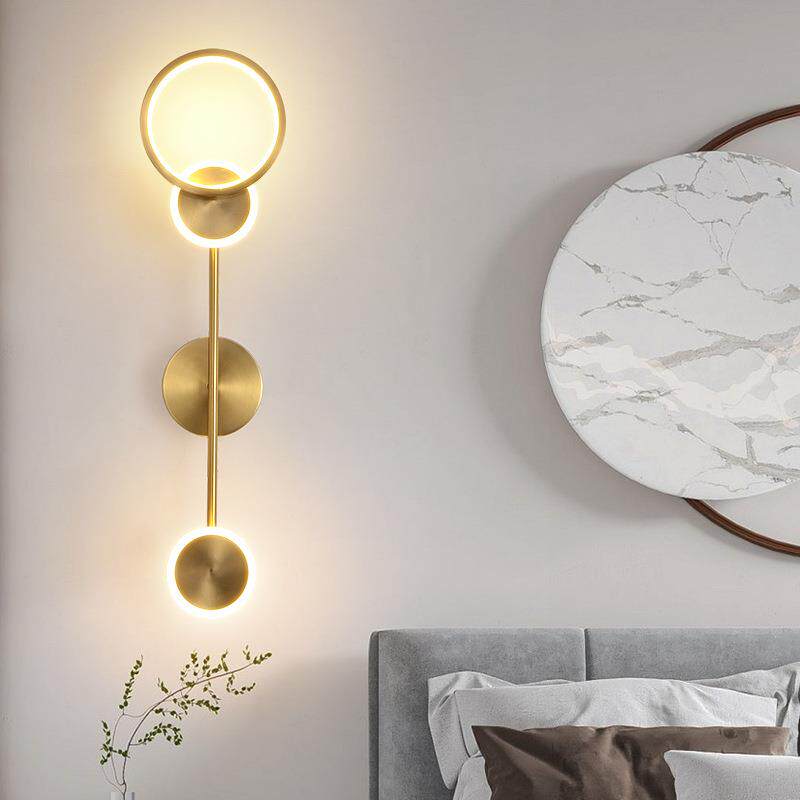 轻奢壁灯客厅过道LED双头北欧新中式创意现代简约全铜床头卧室