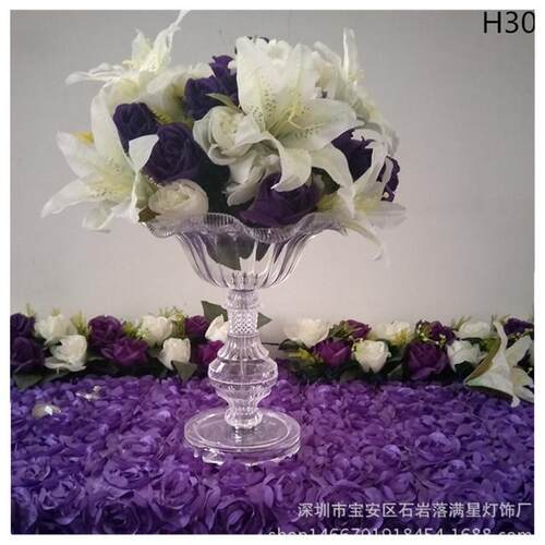 2018新款婚庆道具摆件婚礼布置水晶灯路引用品透明亚克力花盆果盘