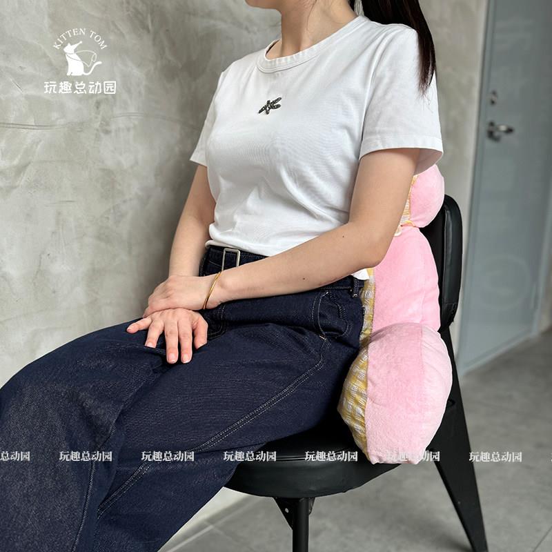 格子混纺椅FYP护支腰靠垫办公室久腰座枕午休靠坐枕工位腰部撑靠