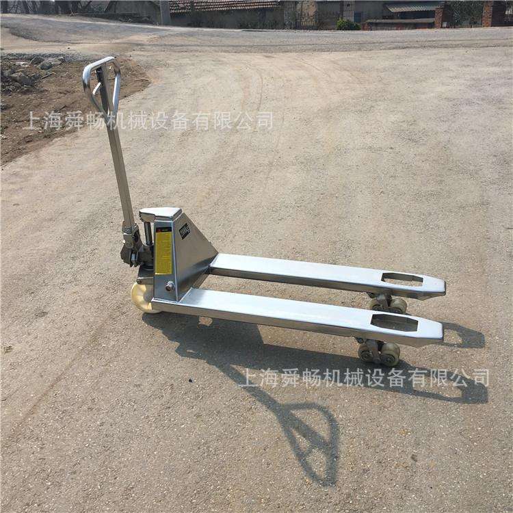供应防潮型手推搬运车 2吨托盘叉车不锈钢地牛 液压堆高搬运机
