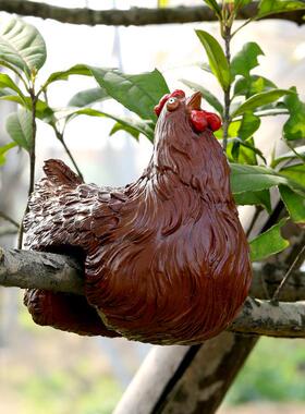 跨境新款夹缝母鸡摆件卡槽鸡夹梯子花园庭院创意树脂工艺品摆件