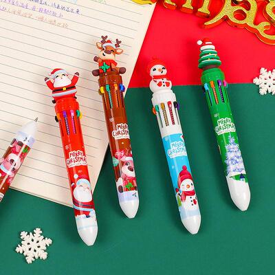 Cartoon 10-color press pen 10-color ballpoint pen十色卡通笔