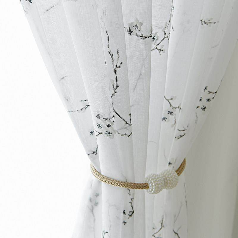 清新田园风碎花窗帘窗纱成品高档卧室阳台客厅飘窗烂花纱帘小梅花