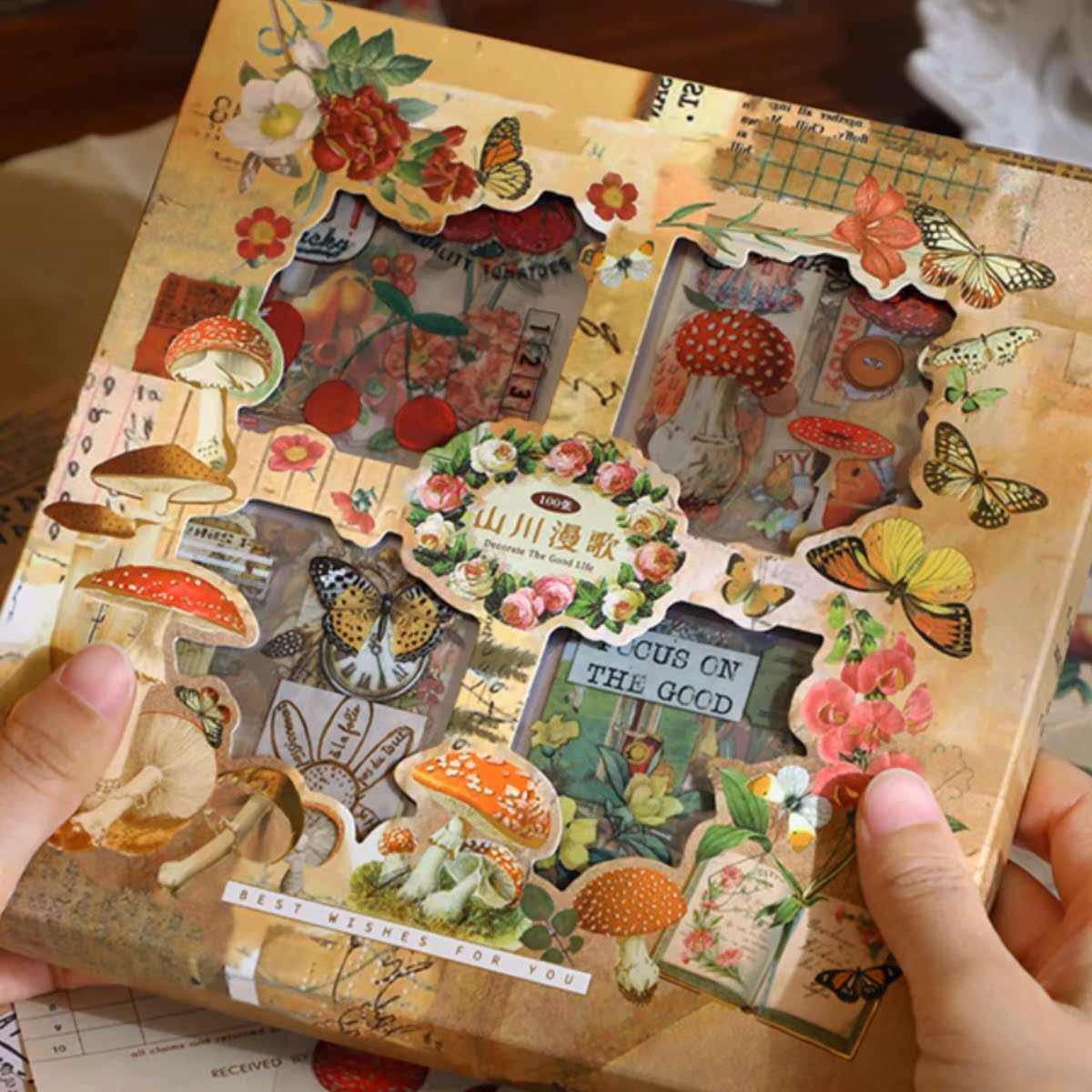 山川漫歌100张手账贴纸ins风复古植物手帐素材拼贴手账本装饰贴画,文具电教/文化用品/商务用品,贴纸/立体贴纸,淘宝优惠券,粉丝福利购,淘宝优惠卷