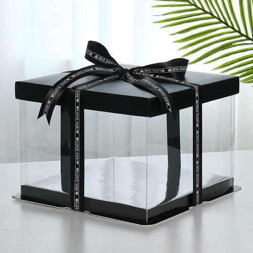 Cake box transparent 4/14 inch flower cake layout packaging