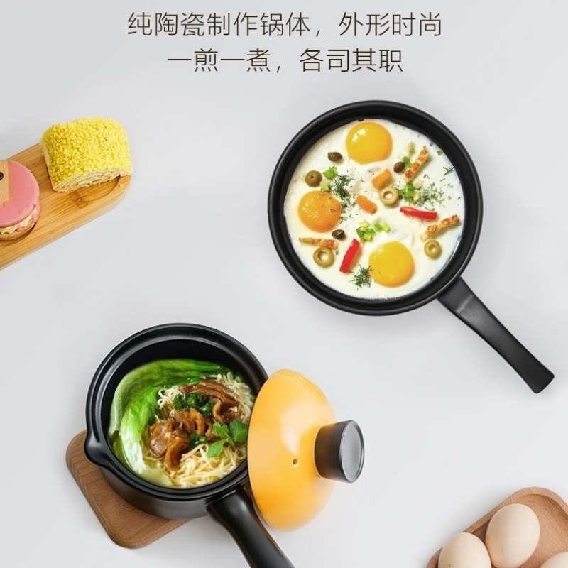 网红无涂层明火专用陶瓷长柄砂锅宝宝大人蒸煮辅食锅耐高温营养锅