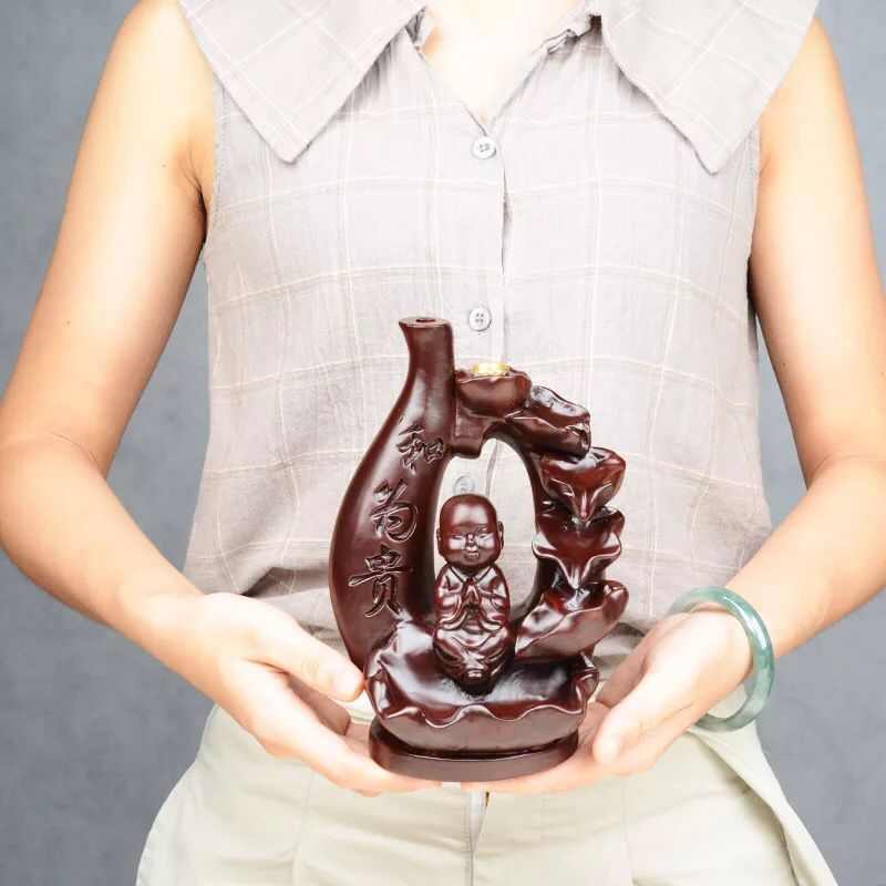 黑檀木和为贵倒流檀香炉红木摆件观赏茶道禅意客厅茶道熏香炉家用