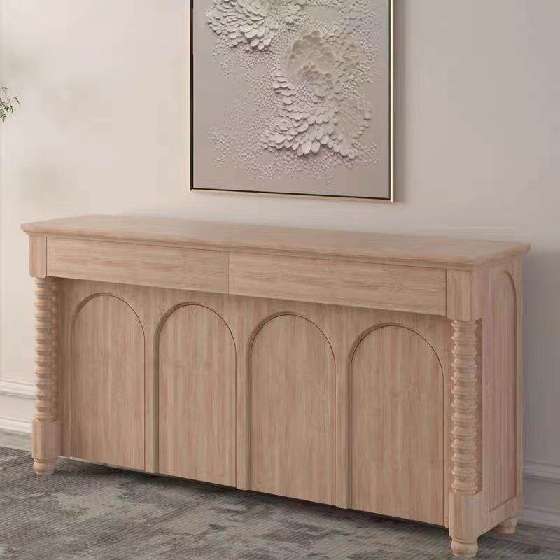 美式轻奢客厅实木玄关柜复古罗马柱入户一体隔断柜翻斗柜装饰柜