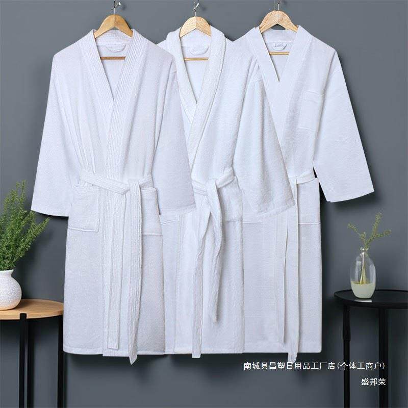 工厂酒店浴袍男款黄棉加长睡袍夏天吸水女情侣成人四季通用