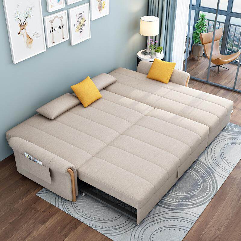 小户型客厅储物沙发 现代简约布艺可拆洗转角功能沙发床折叠两用