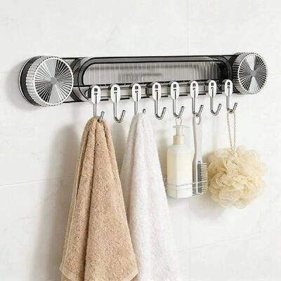 Suction Cup Hooks No Drilling Adjustable Rail 8 Hangers