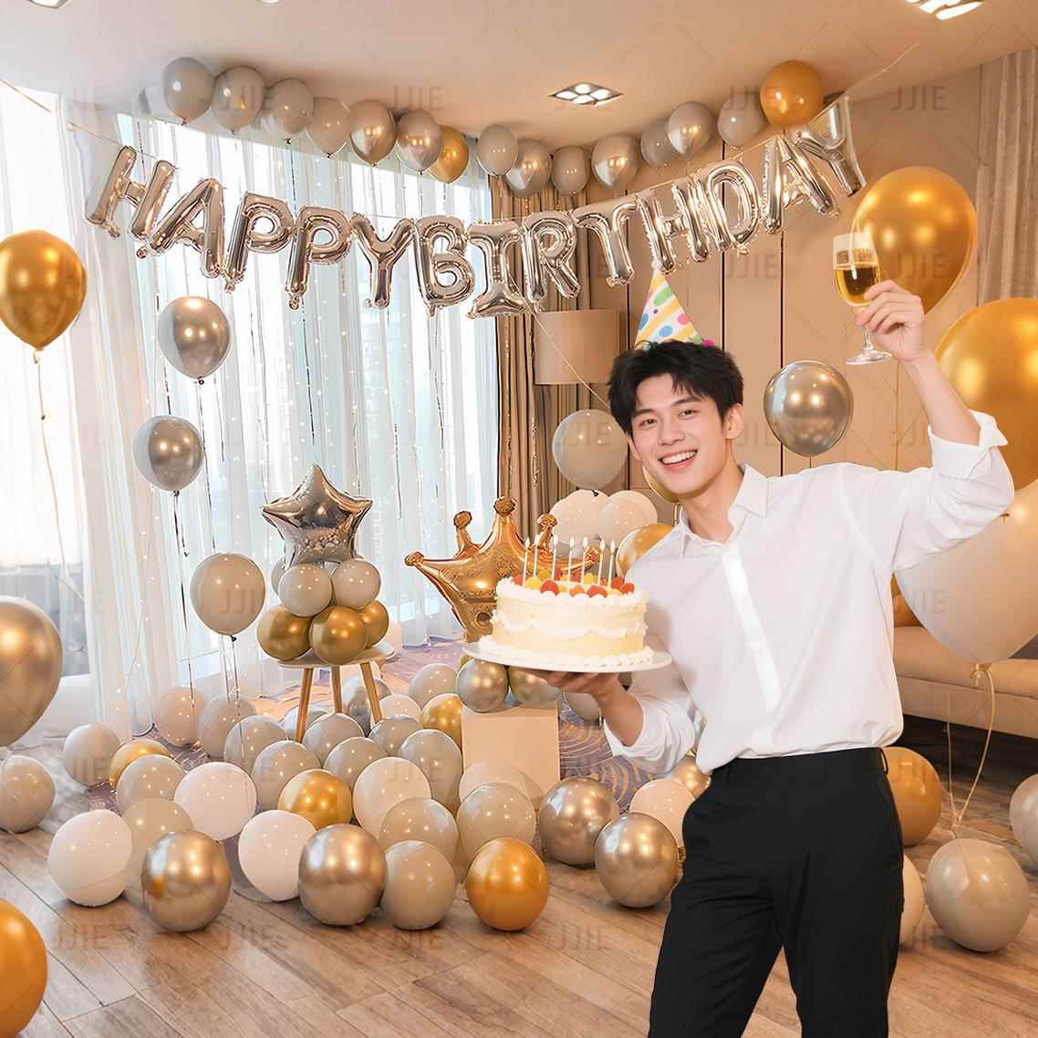 男友生日装饰快乐派对气球场景布置背景墙女神装饰品道具用品套餐